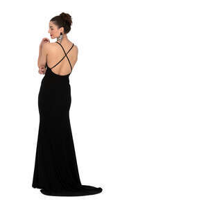 cut out woman in a long black evening dress standing