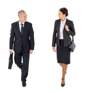 cut out top view of two businesspeople walking