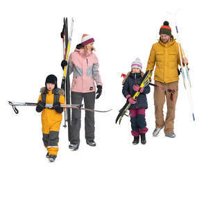 cut out family going skiing