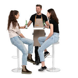 cut out women sitting in a bar and talking to a barman