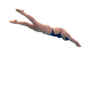 cut out female swimmer jumping into water