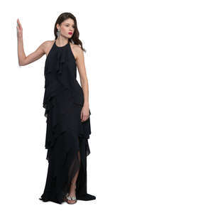 cut out woman in an elegant evening dress standing