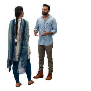 cut out indian man and woman standing and talking