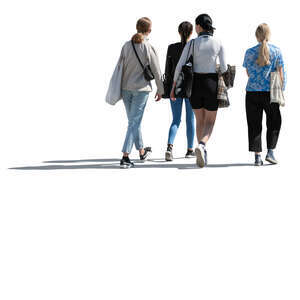 cut out group of teenage girls walking