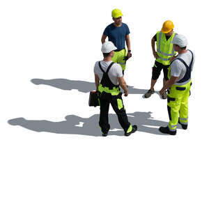 cut out group of workmen standing seen from above