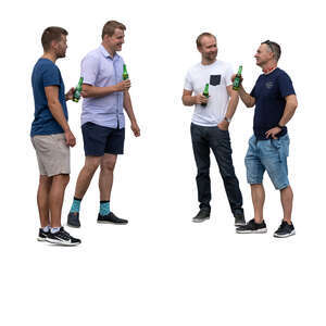 cut out group of men standing and drinking beer