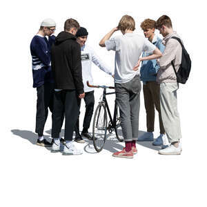 cut out group of teenage boys standing