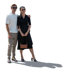 cut out backlit couple standing