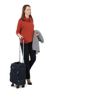 cut out woman with a suitcase walking