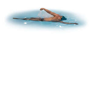 cut out man swimming in a pool