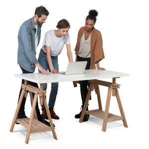 cut out group of people standing by a table and discussing things