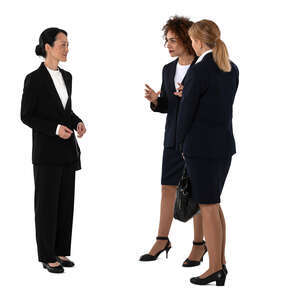 three cut out businesswomen standing and talking