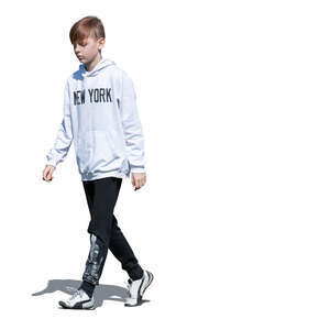 cut out boy walking outside