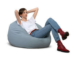 cut out woman sitting on a bean bag