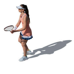 cut out woman playing tennis seen from above