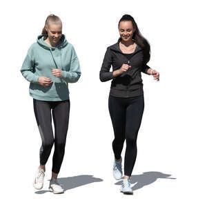 two cut out women jogging outside