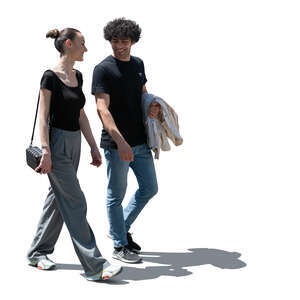 cut out man and woman walking together