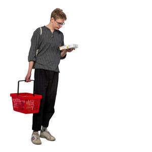 cut out young man shopping groceries