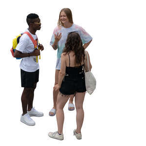 cut out top view of a group of young people standing and talking