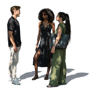 cut out group of people standing in partial shade