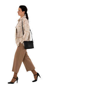 cut out woman walking seen from side