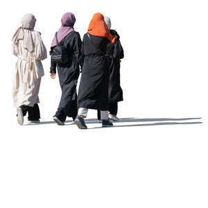 cut out group of muslim women walking