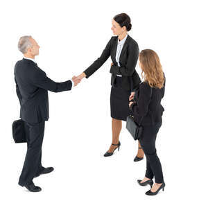 cut out group of business people standing and shaking hands