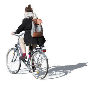 cut out woman in autumn cycling