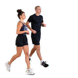 two cut out people jogging