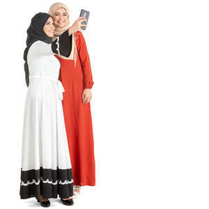 two cut out muslim women taking a selfie