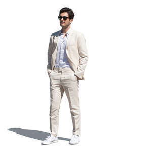 cut out man in a white suit standing