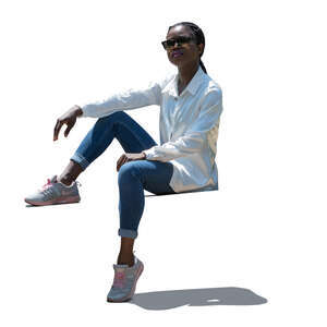 cut out young black woman sitting