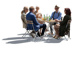 cut out backlit group of people sitting in a restaurant