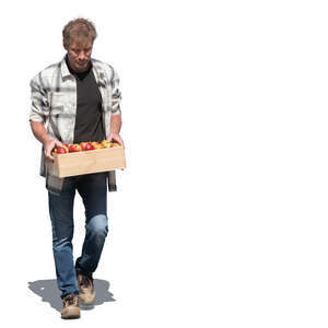 cut out man carrying a crate of apples