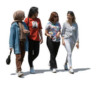 cut out group of four teenage girls walking