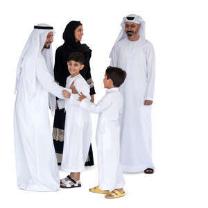 cut out big arab family standing and talking