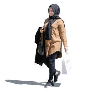 cut out muslim woman walking