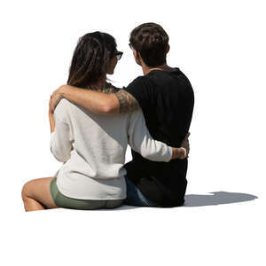 cut out couple sitting seen from back angle