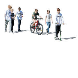 cut out group of kids walking