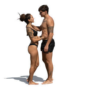 cut out couple on a beach standing