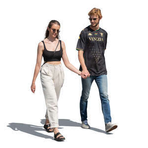 cut out man and woman walking and holding hands