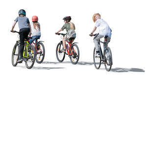 cut out group of kids riding bikes