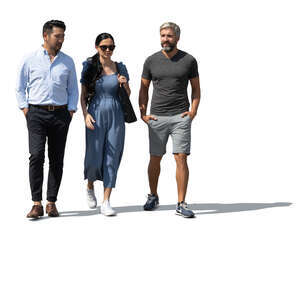 cut out group of three adults walking