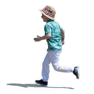 cut out little boy with a hat running