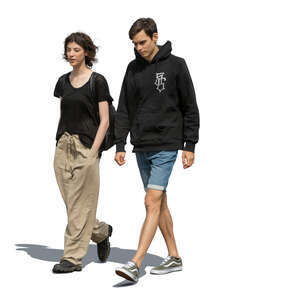 cut out man and woman walking on the street