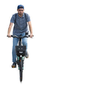 cut out man riding an electric bicycle