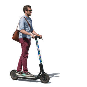 cut out man riding an electric scooter in summer