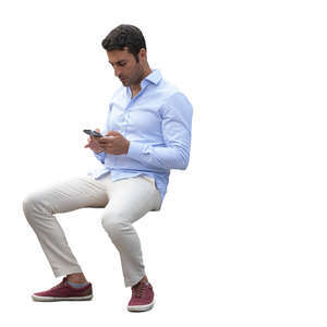 cut out man with a phone sitting