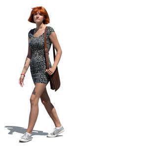 cut out young woman walking on the street