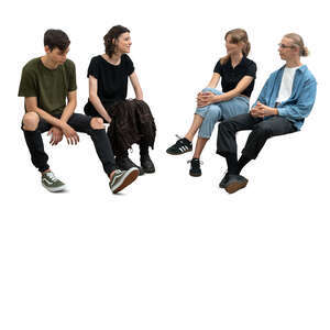 cut out group of young people sitting and talking